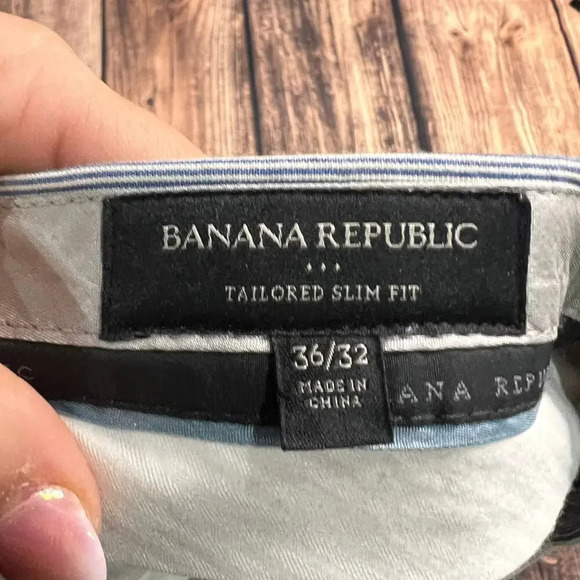 Banana‎ Republic Men's Tailored Slim Fit Chino Pants 36x32 Light Blue Seersucker - Picture 2 of 3